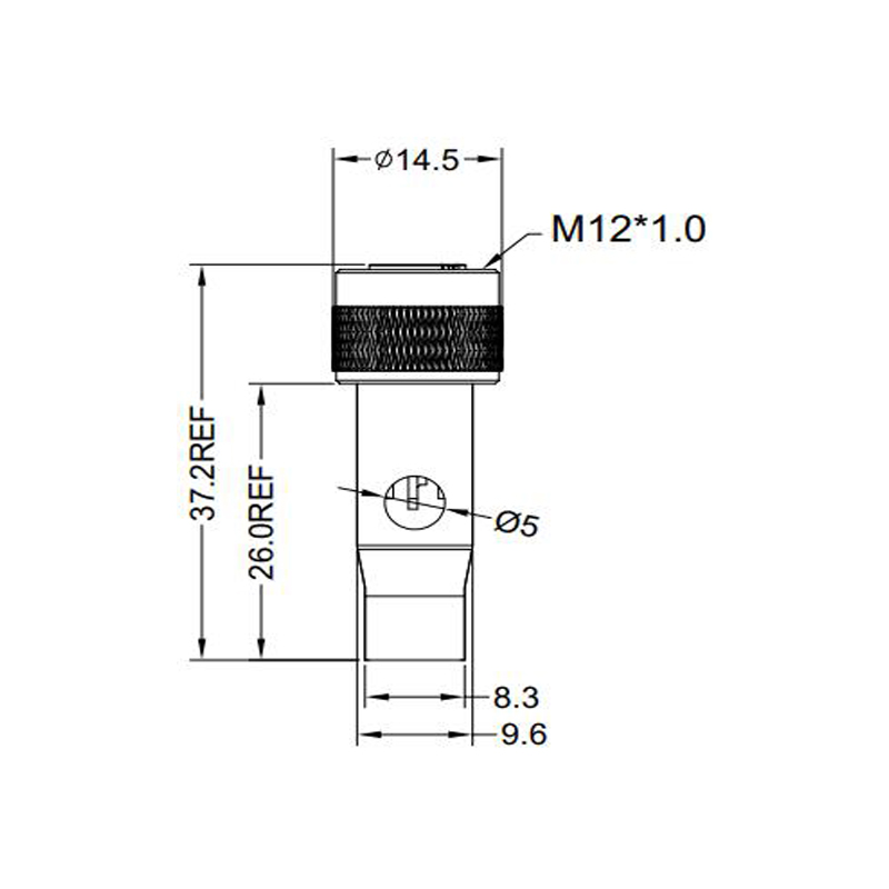 M12 4pins A code female moldable connector with shielded,brass with nickel plated screw